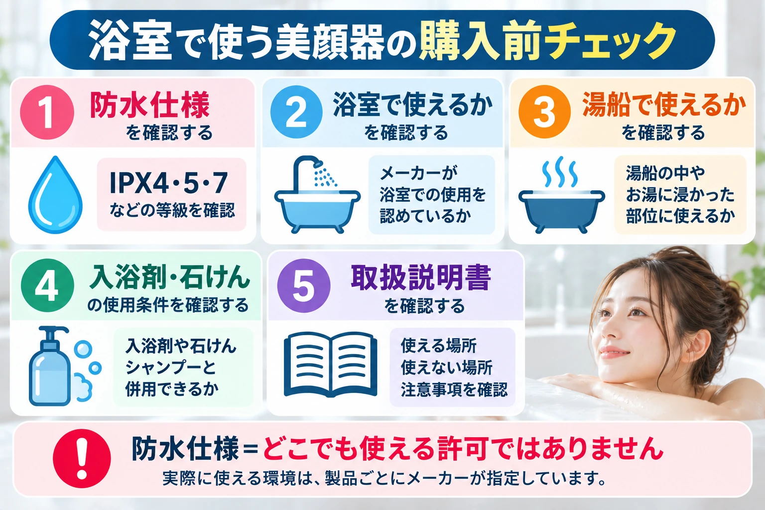 浴室用美顔器の購入前に確認したい5つのチェックポイント